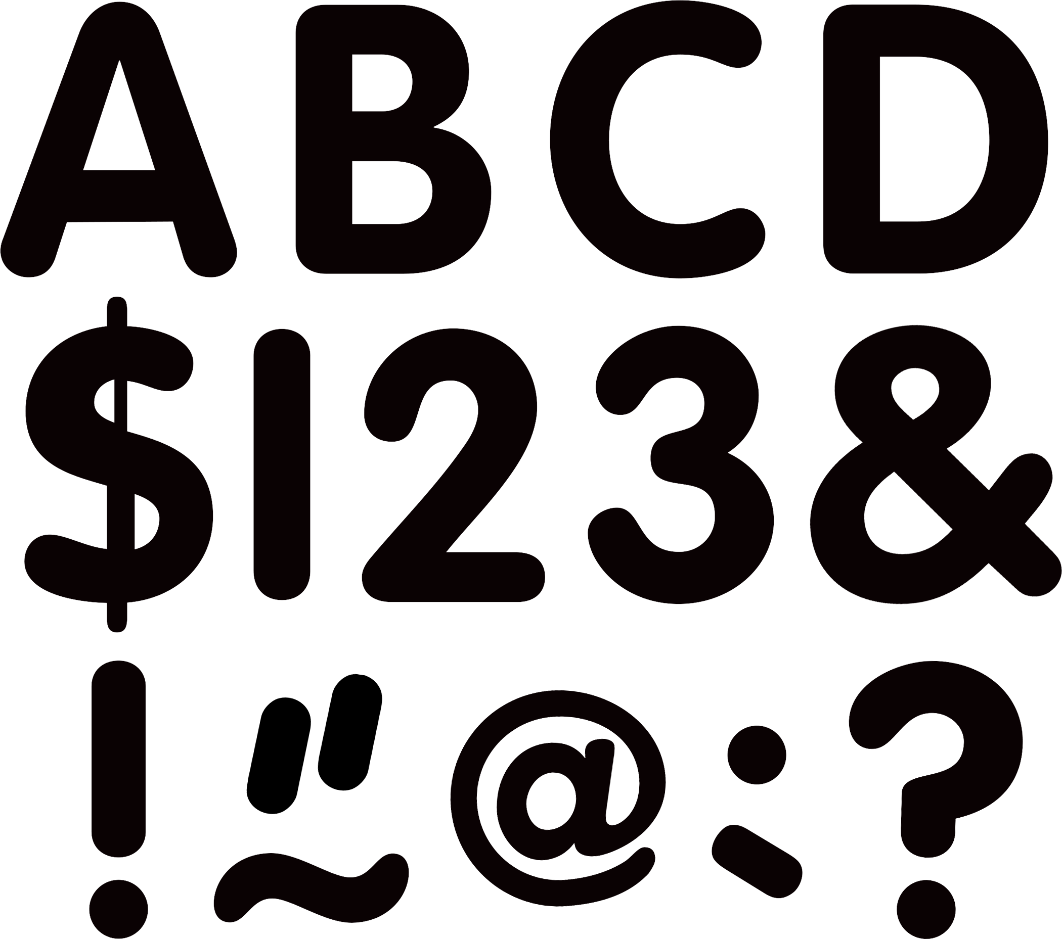 Black 2" Classic Letters Uppercase Pack