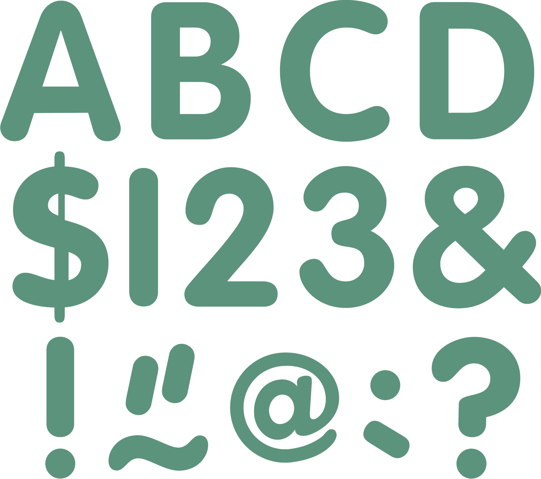 Eucalyptus Green 2" Classic Letters Uppercase Pack