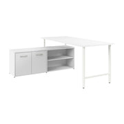 Bush Business Furniture Hustle 72W x 30D Computer Desk and Low Storage Cabinet with Doors and Shelves in White - 71.02" Width x 88.54" Depth x 30.07" Height