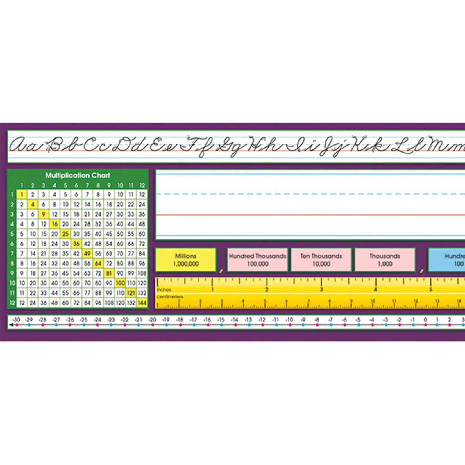 Adhesive Intermediate Traditional Cursive Desk Plates, 17.5" x 4", Pack of 36