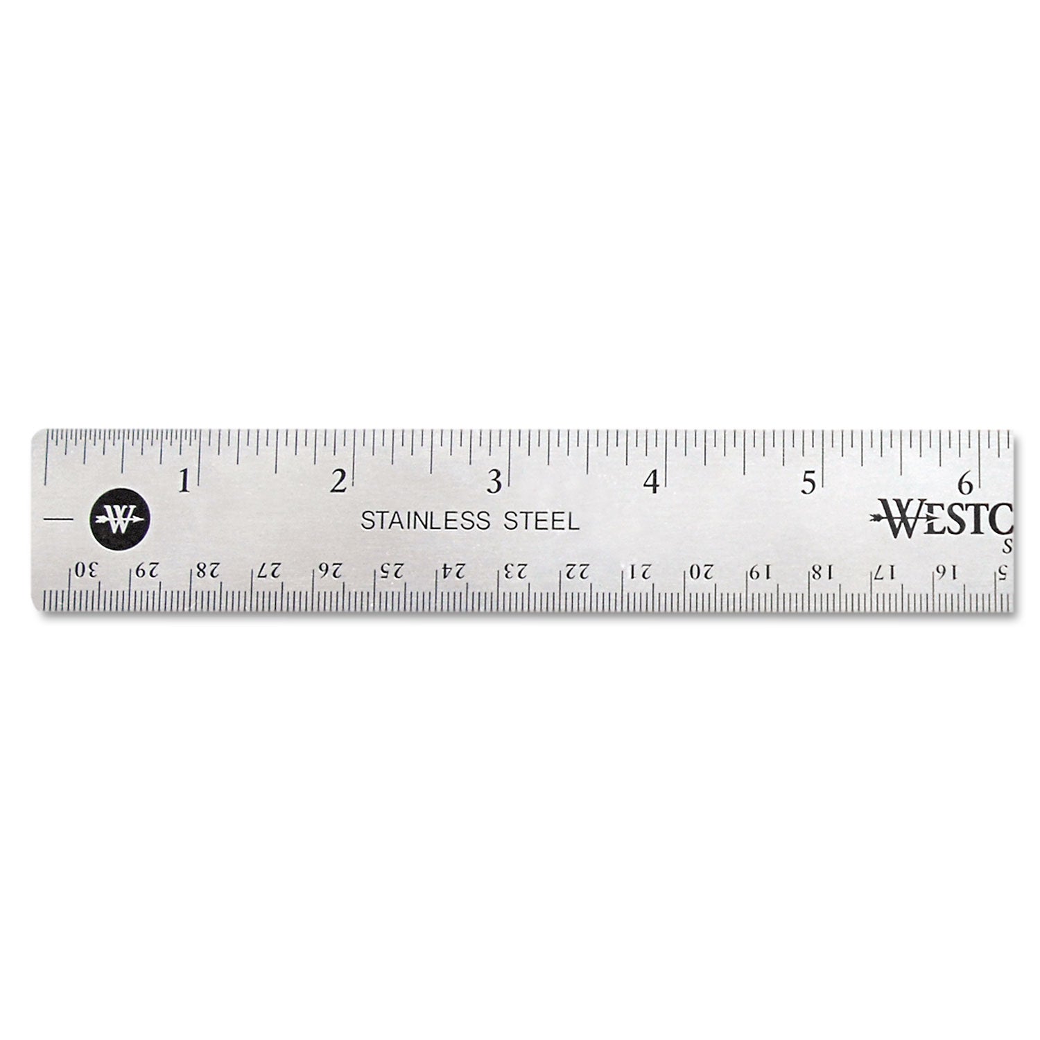 12" Stainless Steel Office Ruler With Non Slip Cork Base