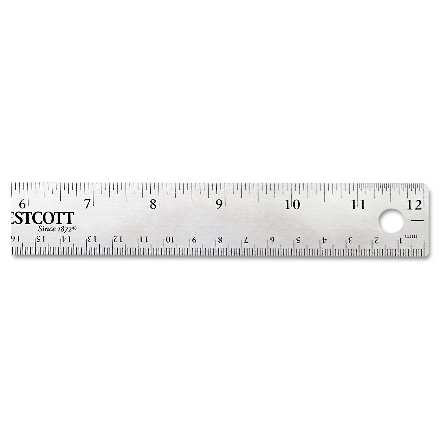 12" Stainless Steel Office Ruler With Non Slip Cork Base