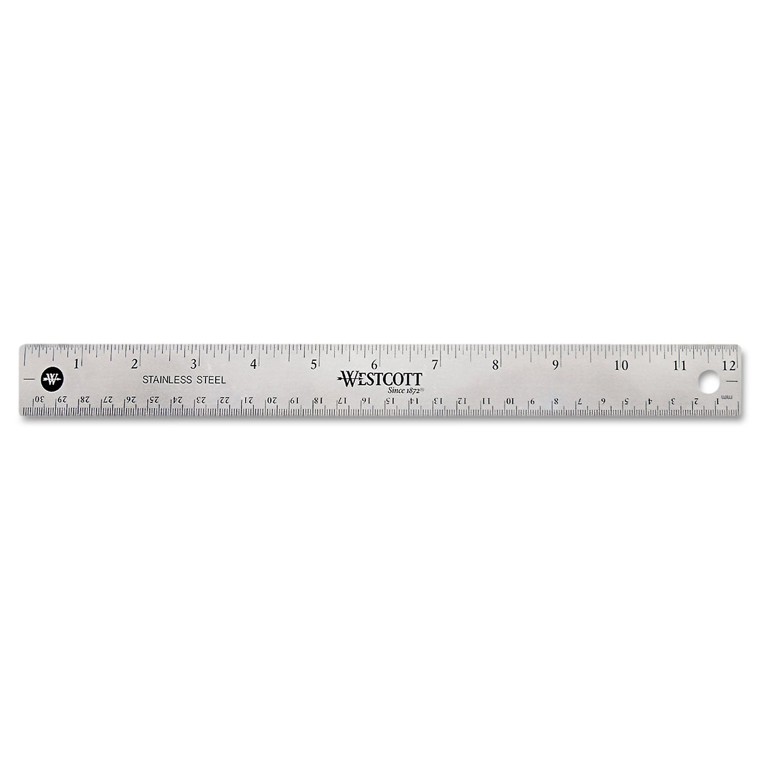 12" Stainless Steel Office Ruler With Non Slip Cork Base
