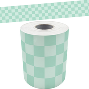Cool for School Green Checkers Straight Rolled Border Trim