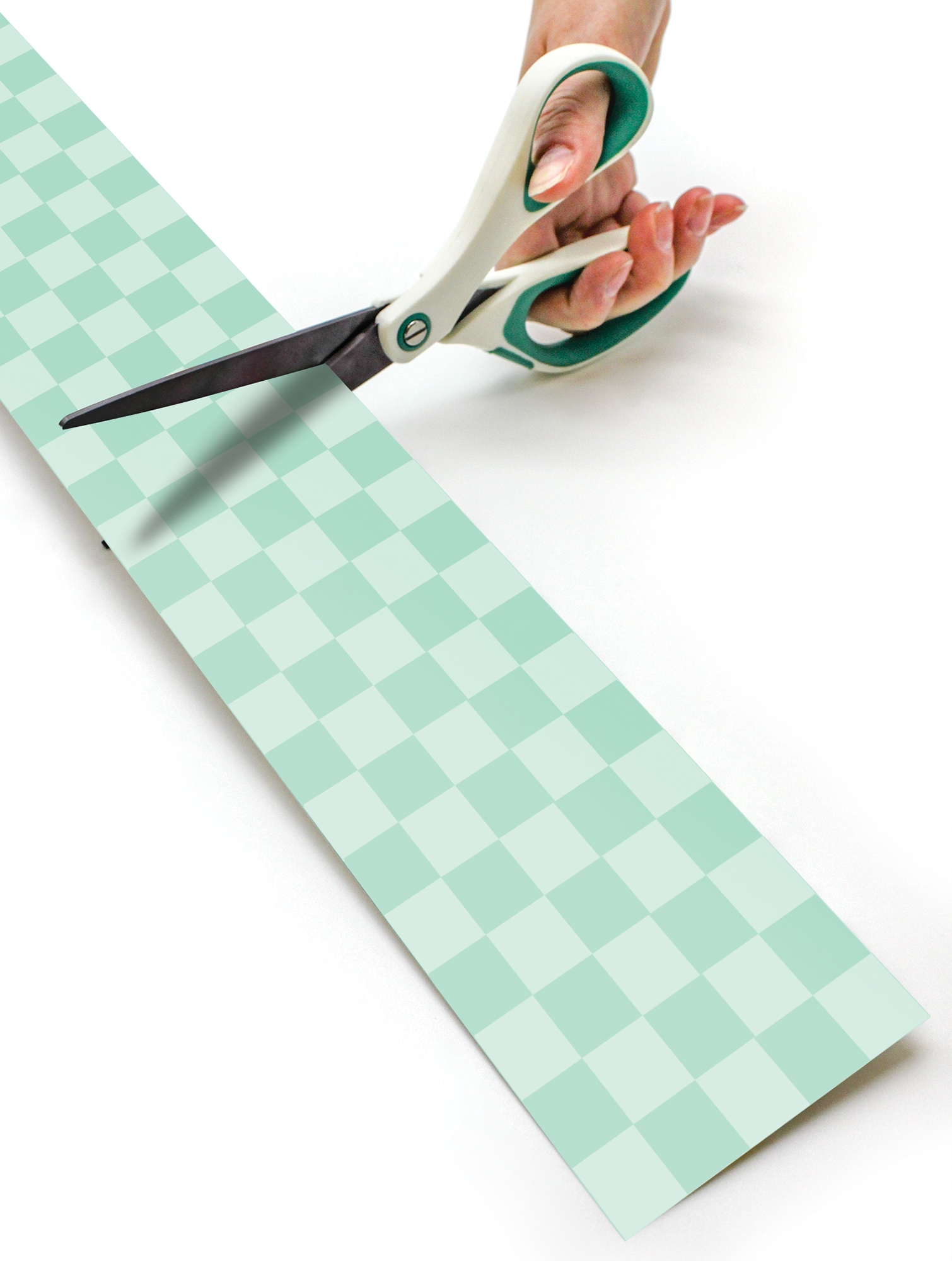 Cool for School Green Checkers Straight Rolled Border Trim