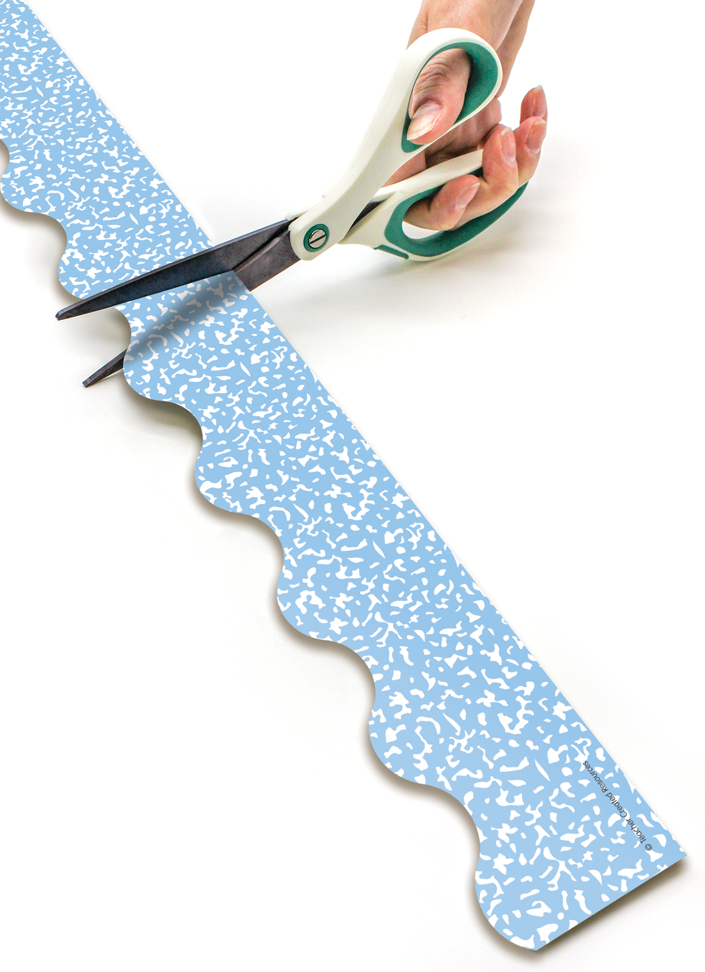 Composition Blue Scalloped Rolled Border Trim