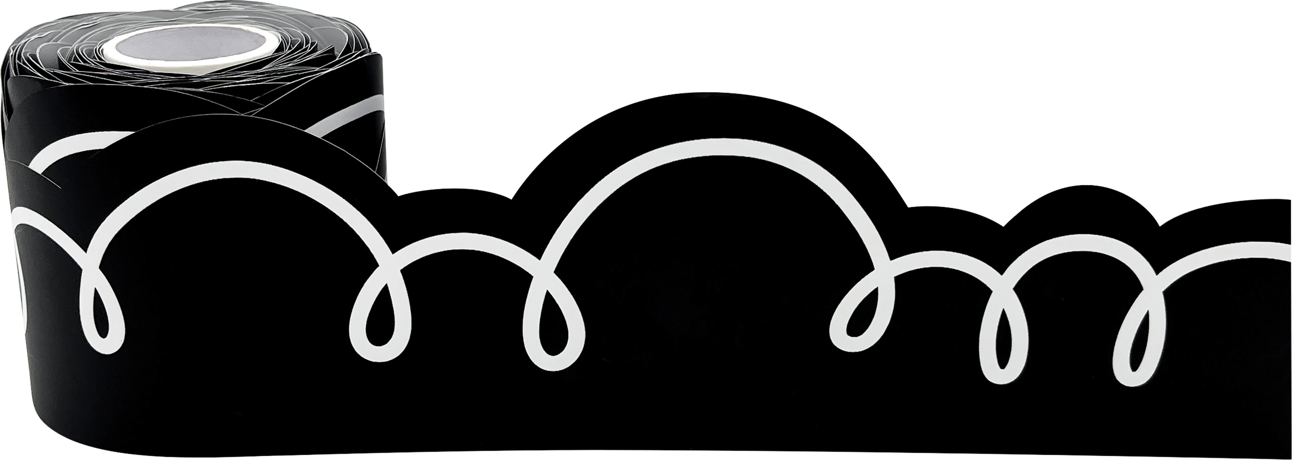 Black with White Squiggles Die-Cut Rolled Border Trim