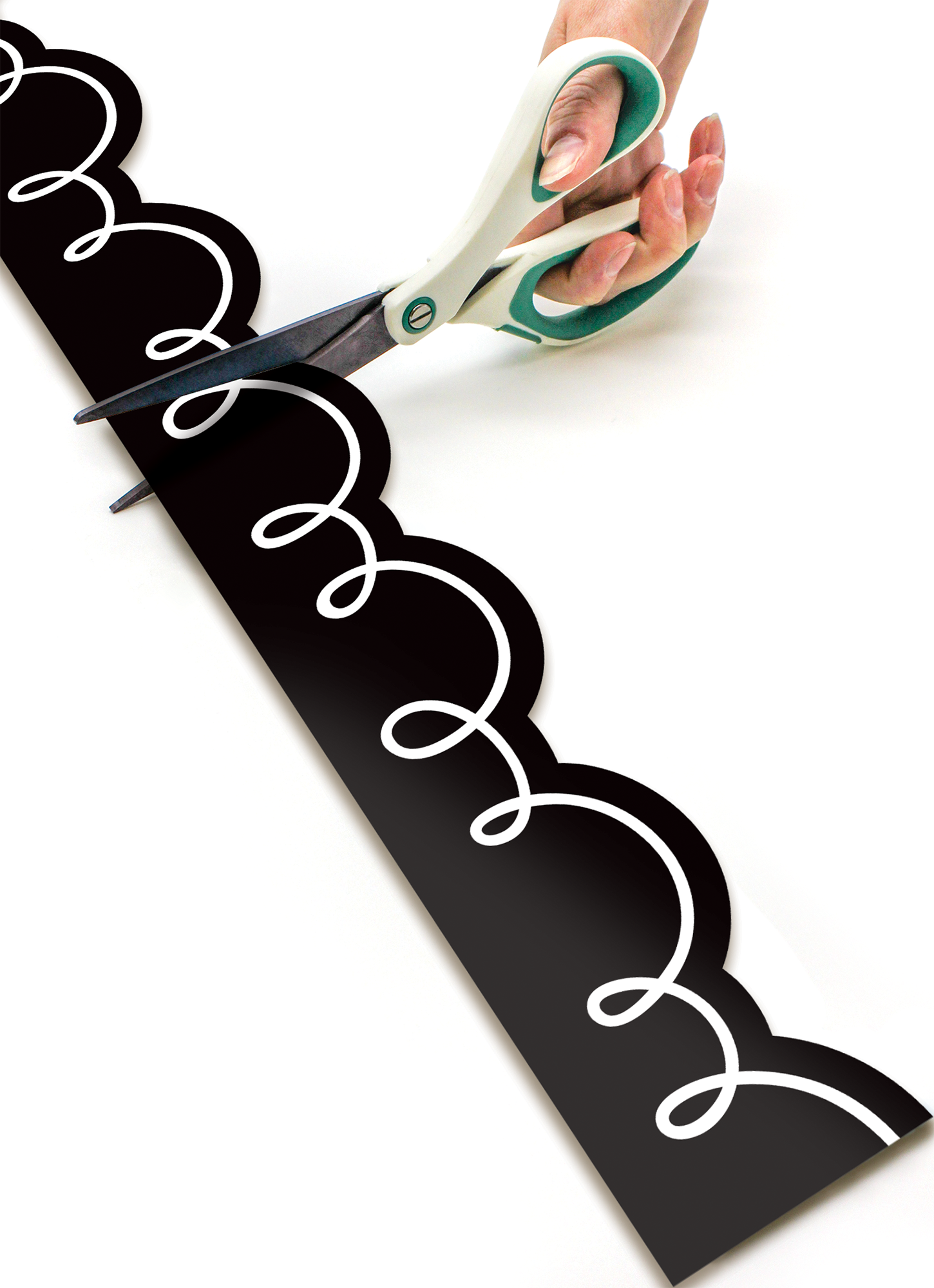 Black with White Squiggles Die-Cut Rolled Border Trim