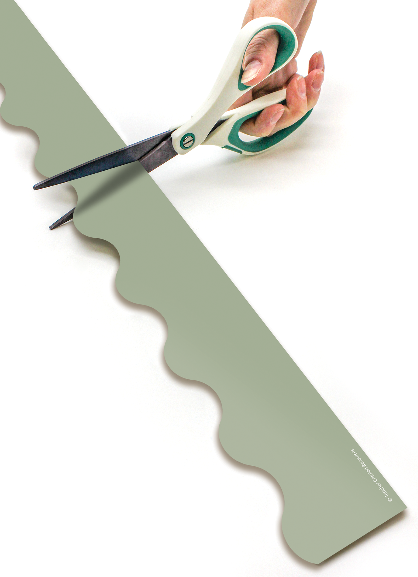Sage Green Scalloped Rolled Border Trim