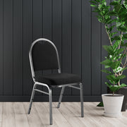 NPS® 9200 Series Premium Fabric Upholstered Stack Chair, Surface Color: Ebony Black, Frame Color: Silvervein