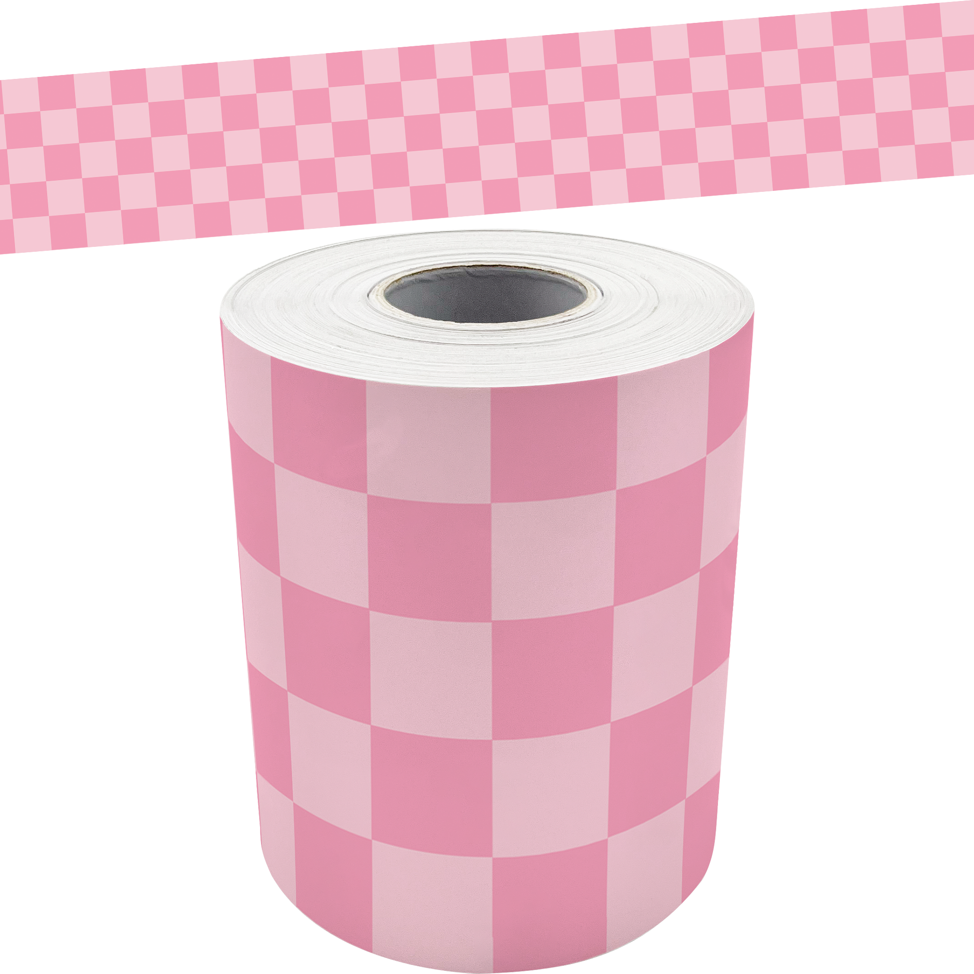 Cool for School Pink Checkers Straight Rolled Border Trim
