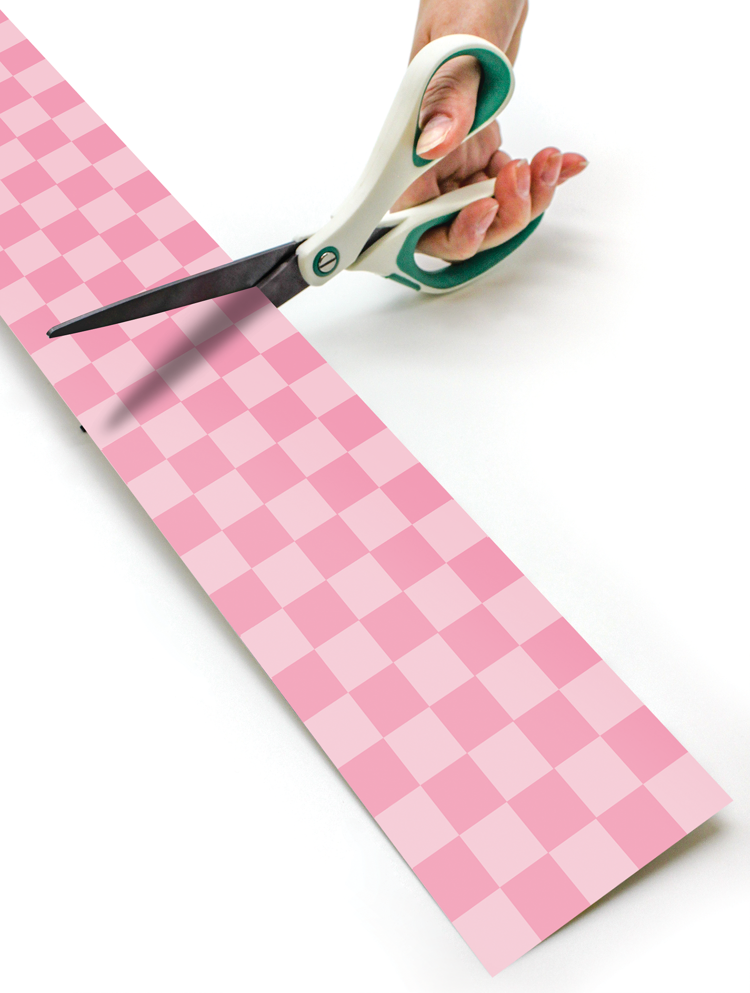 Cool for School Pink Checkers Straight Rolled Border Trim