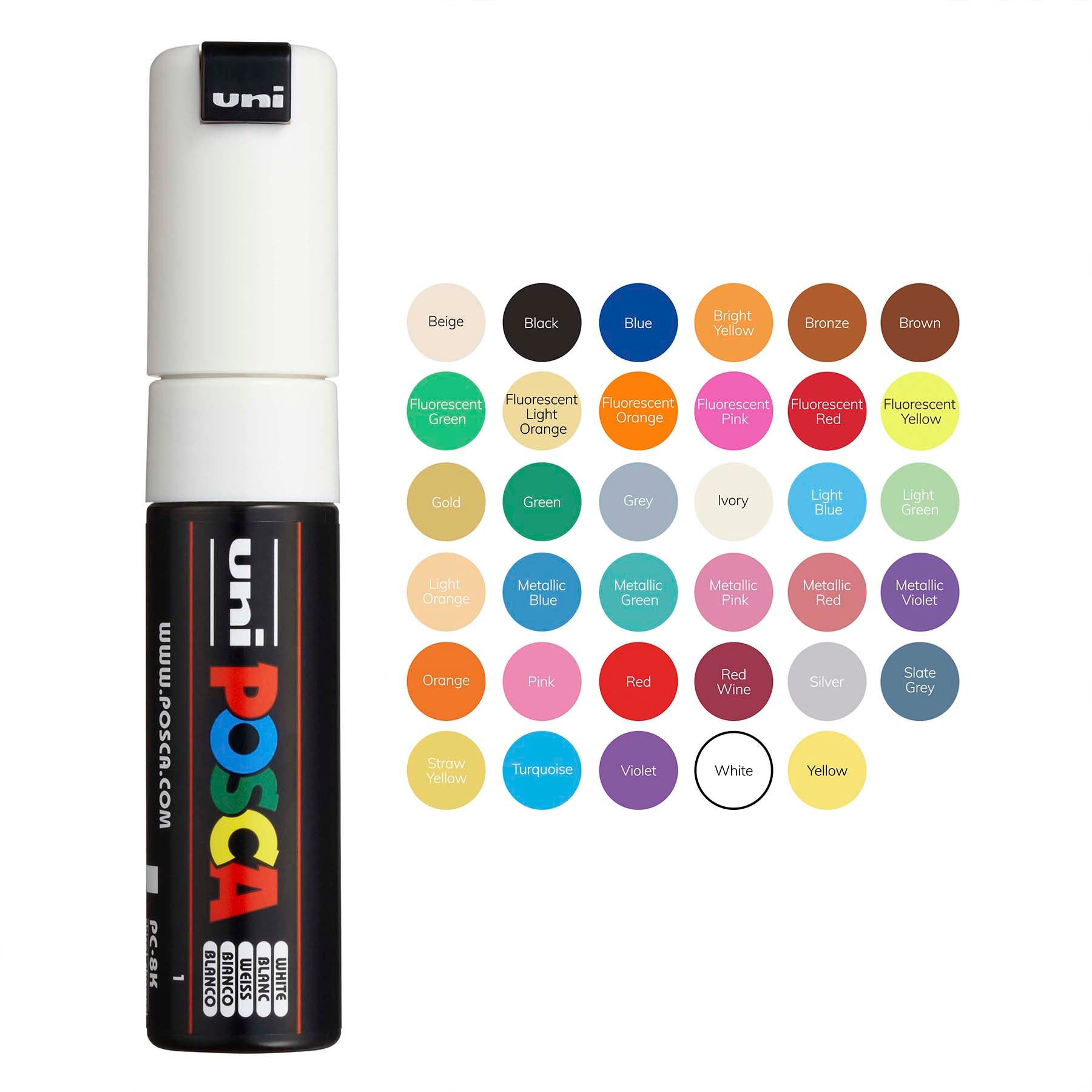 uni® POSCA PC-8K Water-Based Paint Markers, Broad Tip (8mm), Red
