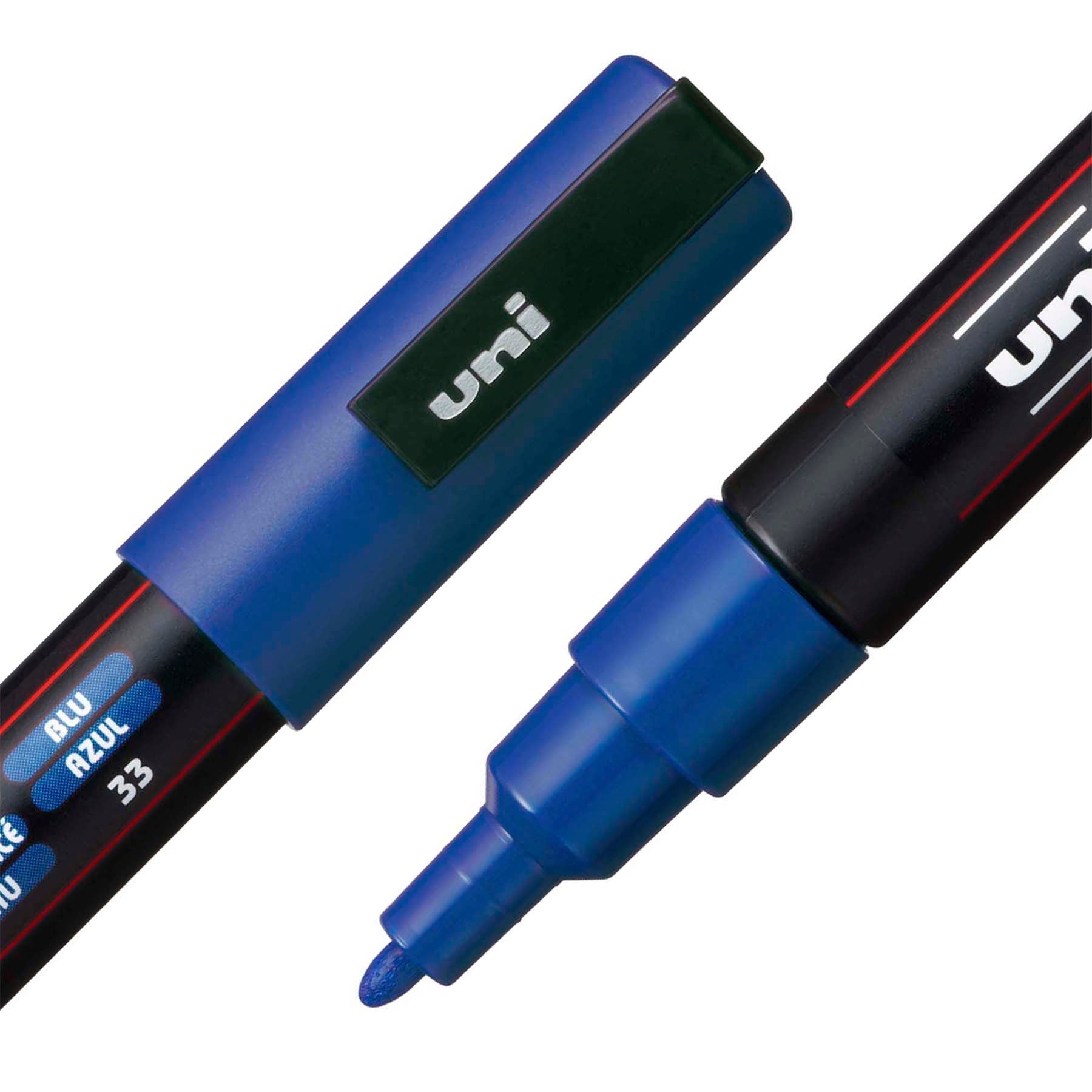uni® POSCA PC-3M Water-Based Paint Markers, Reversible Fine Tip (0.9-1.3mm), Blue