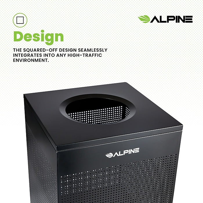 40 Gallon Black Perforated Metal Square Decorative Waste Receptacle