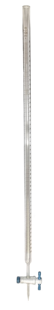Burette Glass 100ml with PTFE Stopcock. Class A.