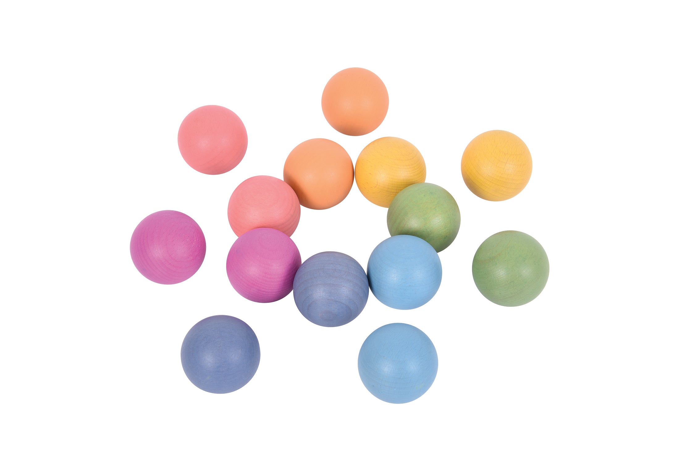 Rainbow Wooden Balls - Set of 14