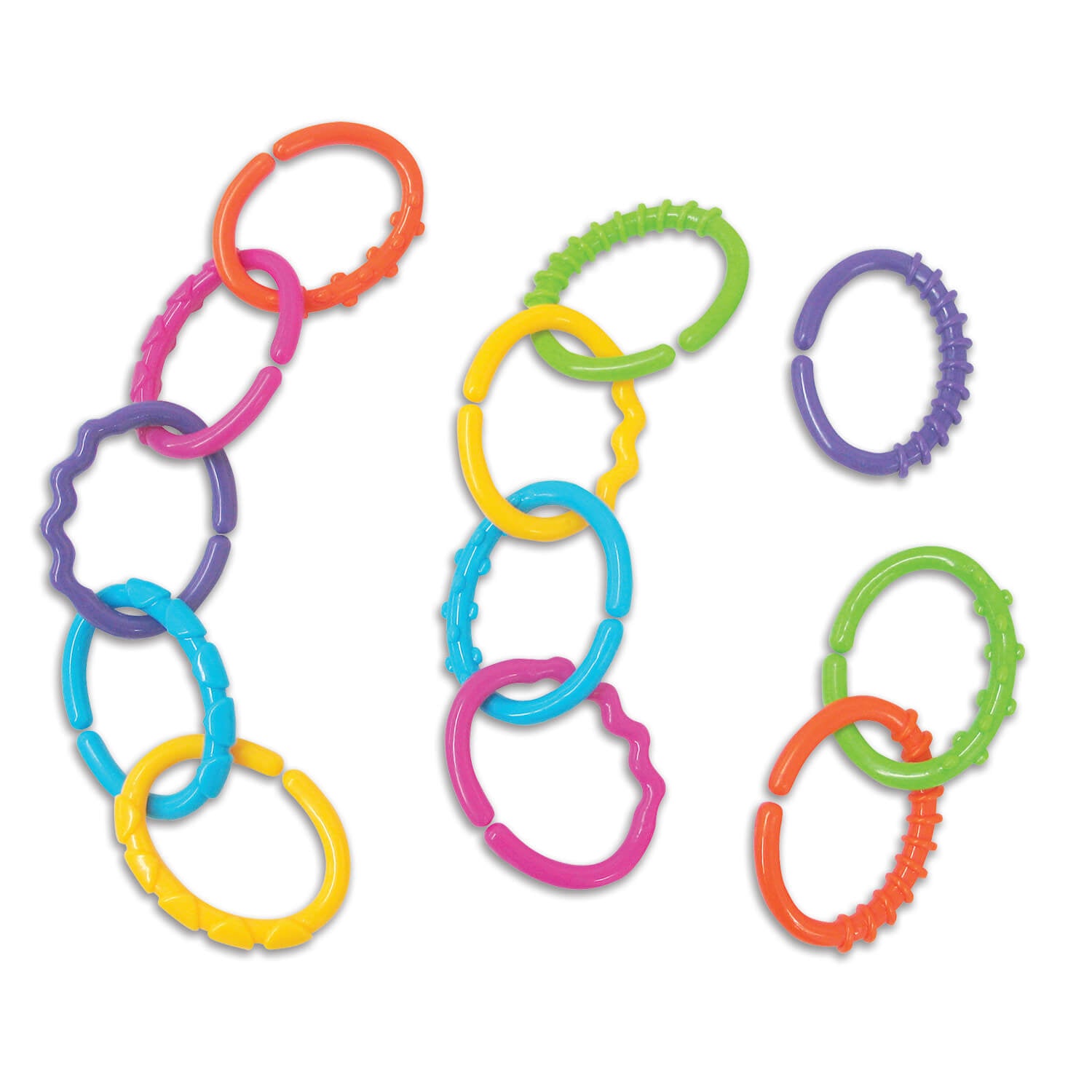 Sensory Linkets, 12 pcs - Bright and Fun Linking Toys for Babies and Toddlers, Sensory Engagement