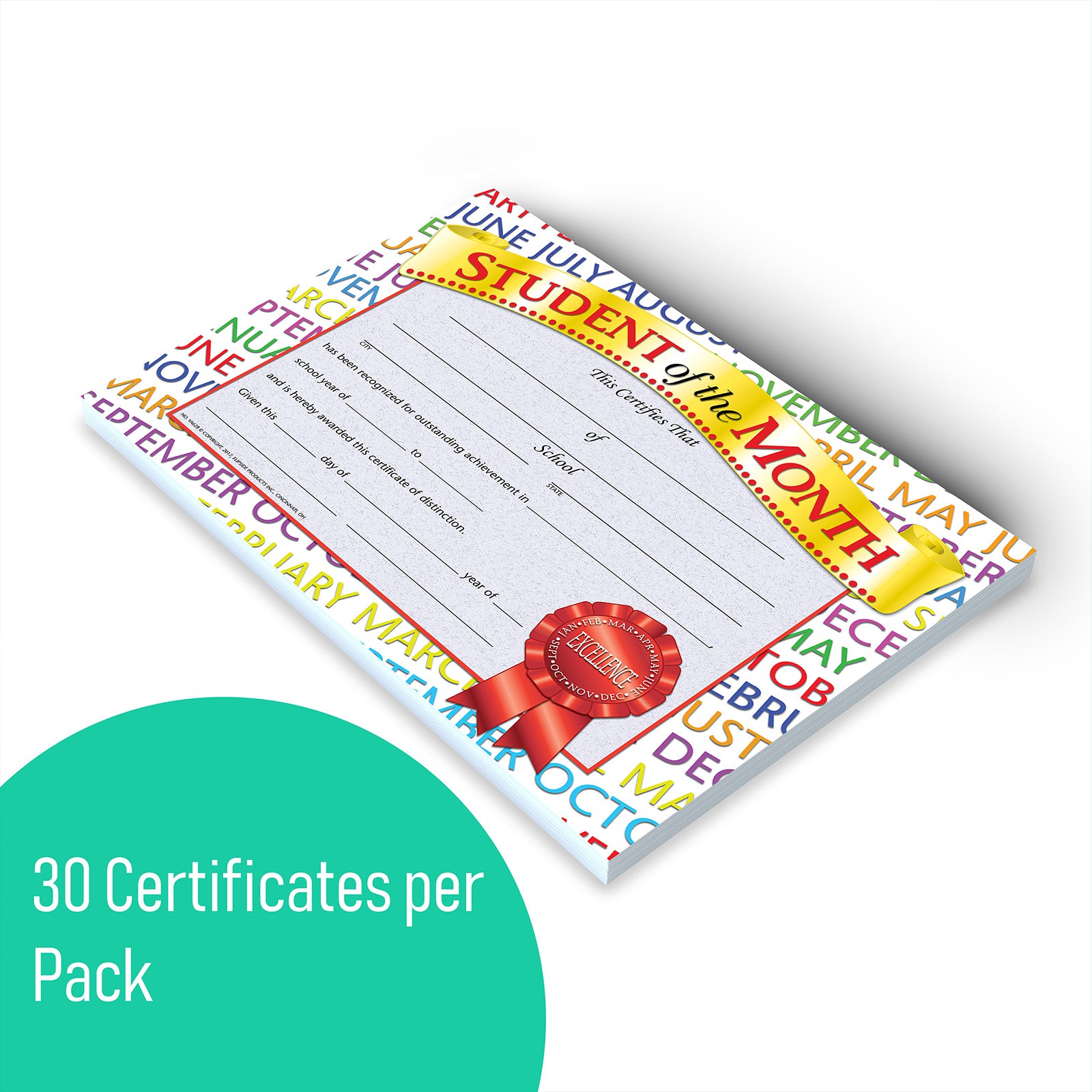 Student of the Month Award Certificate, 8.5" x 11", Pack of 30