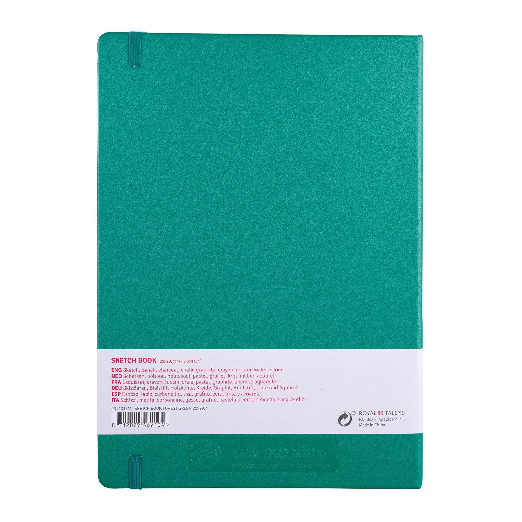 Sketchbook, 80 Sheets, 90lbs, Forest Green Cover, 8.3" x 11.7" (A4)