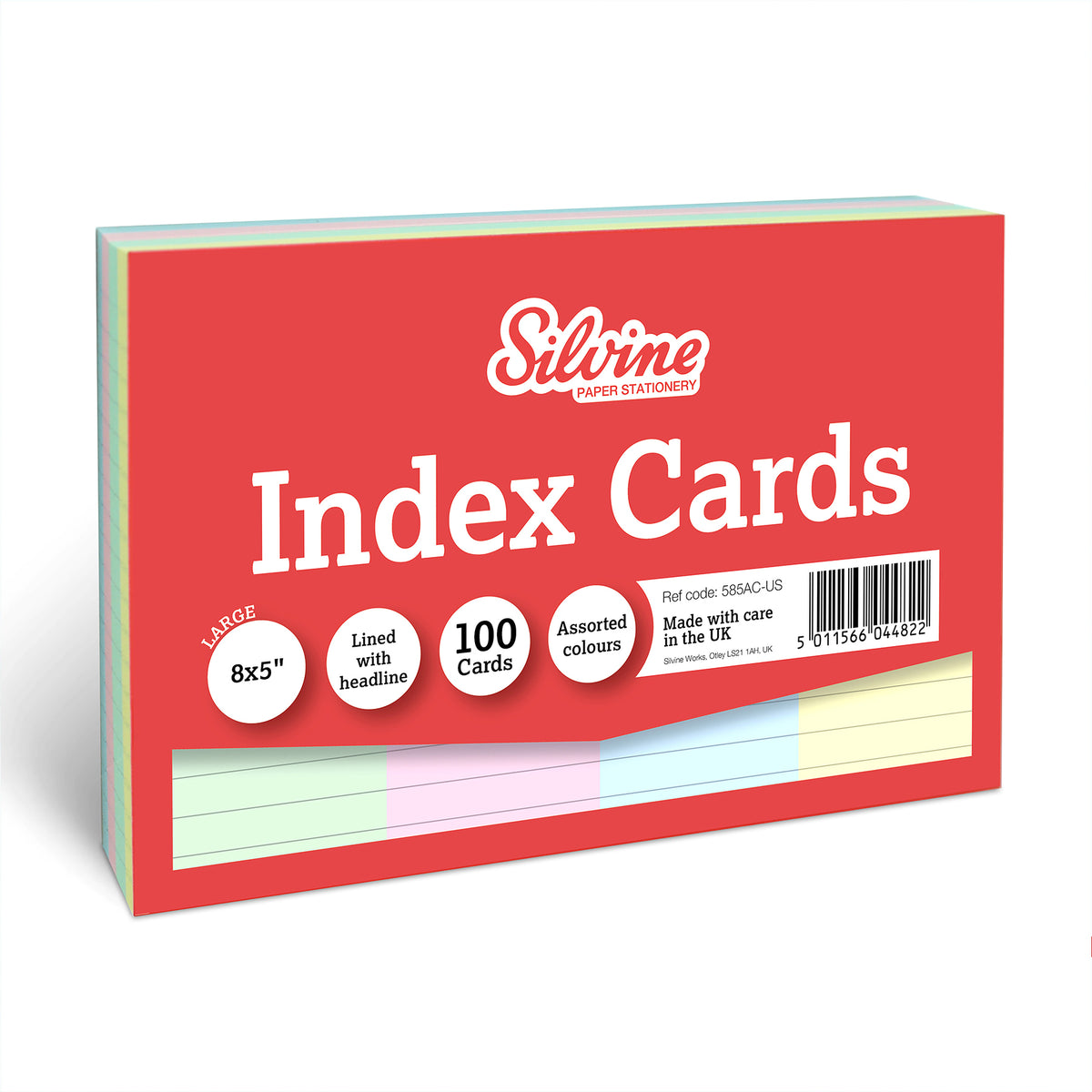 100PK INDX CRD ASST COLR LND W HDLN