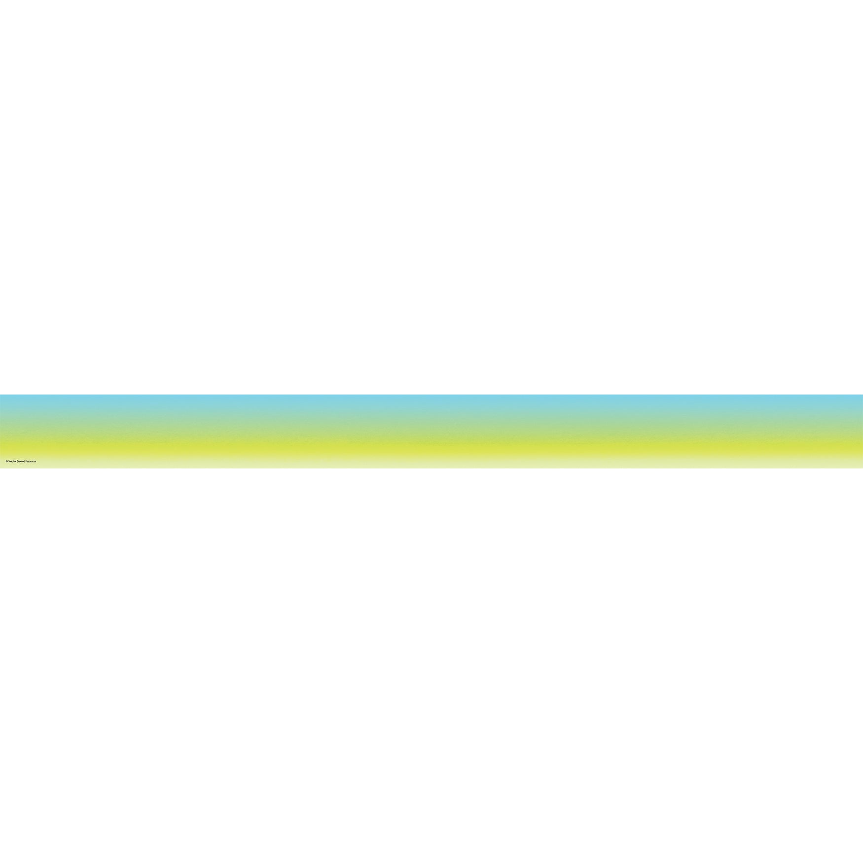 Aqua and Lime Color Wash Straight Border Trim, 35 Feet