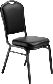 NPS® 9300 Series Deluxe Vinyl Upholstered Stack Chair, Surface Color: Black, Frame Color: Black Sandtex