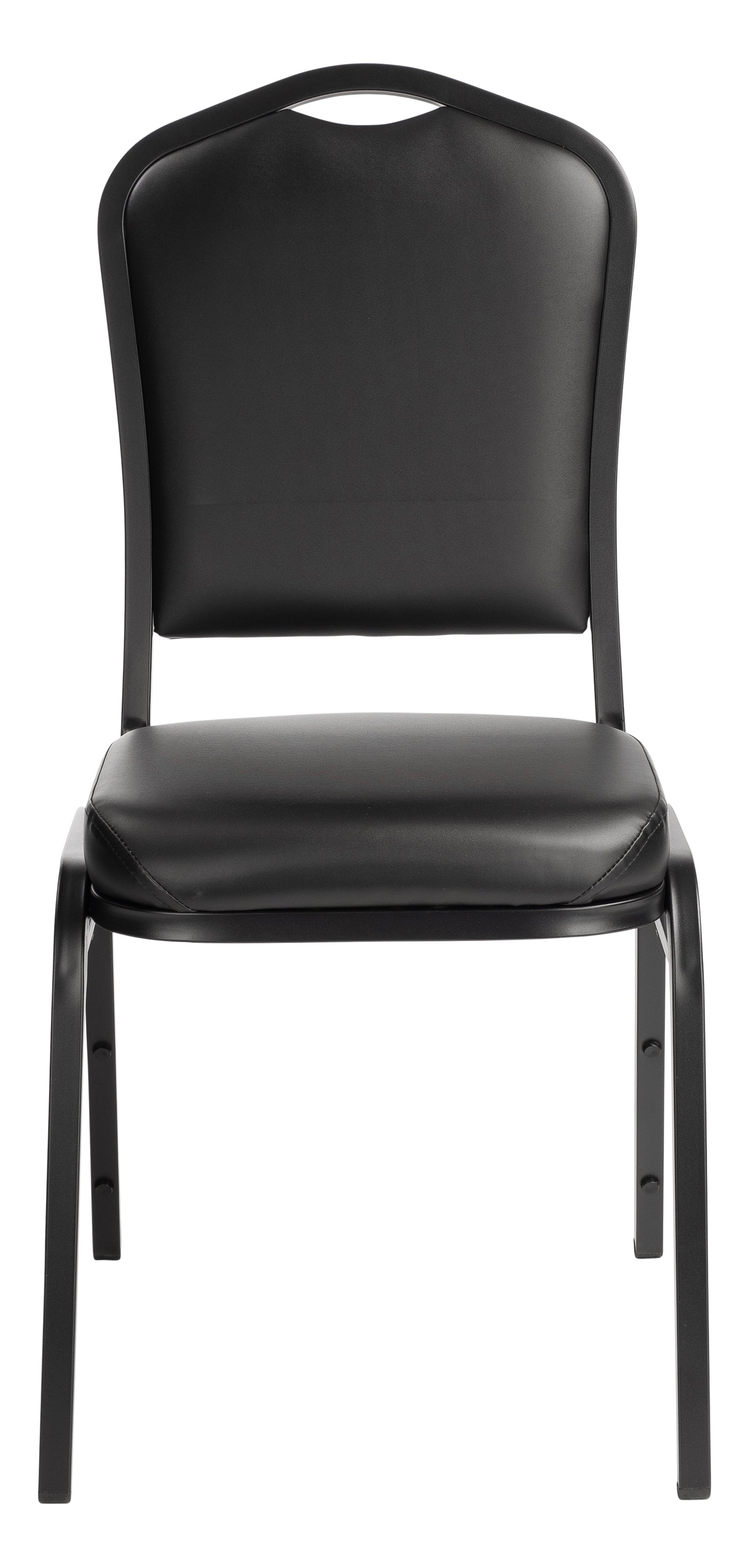 NPS® 9300 Series Deluxe Vinyl Upholstered Stack Chair, Surface Color: Black, Frame Color: Black Sandtex
