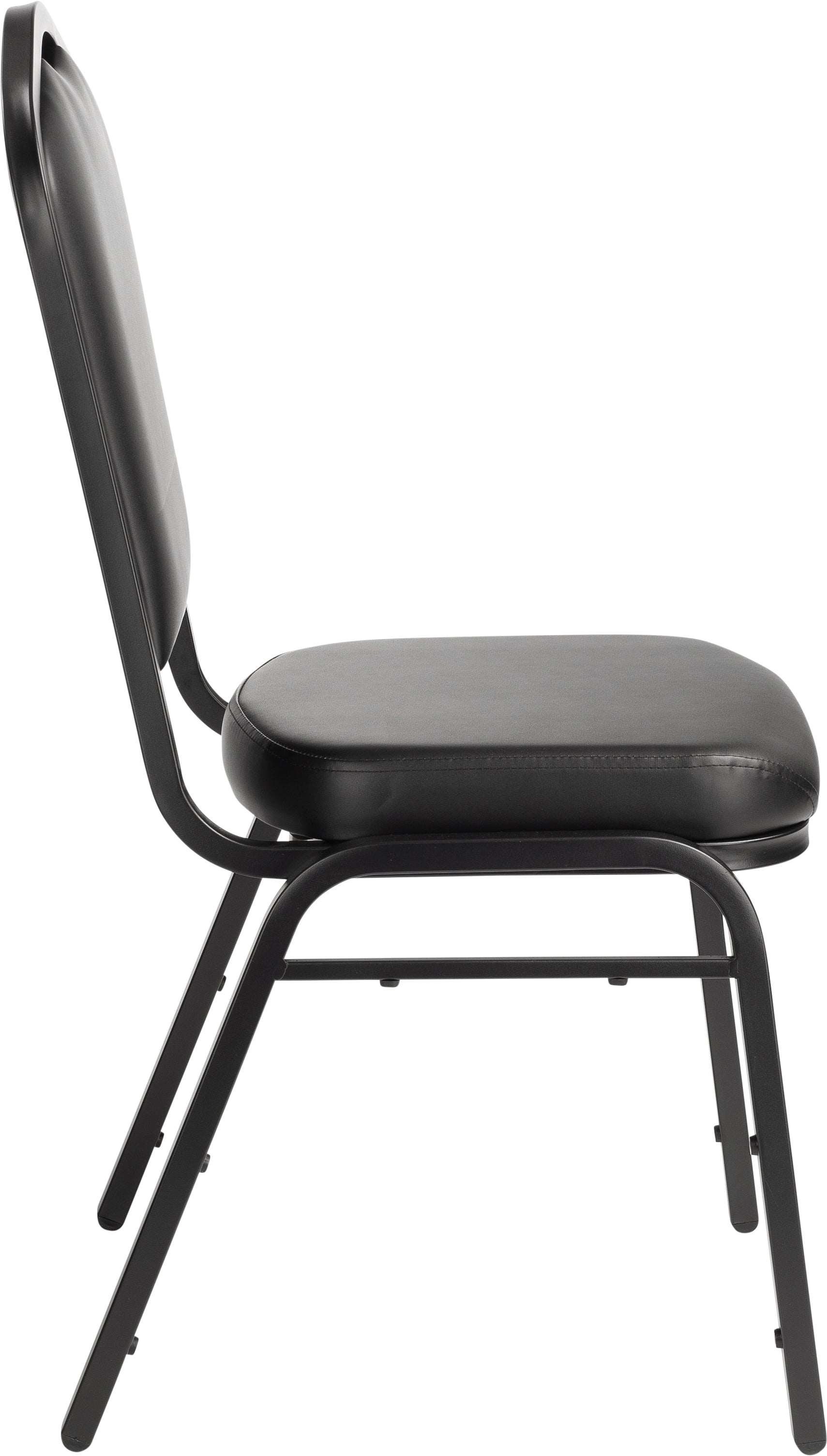 NPS® 9300 Series Deluxe Vinyl Upholstered Stack Chair, Surface Color: Black, Frame Color: Black Sandtex