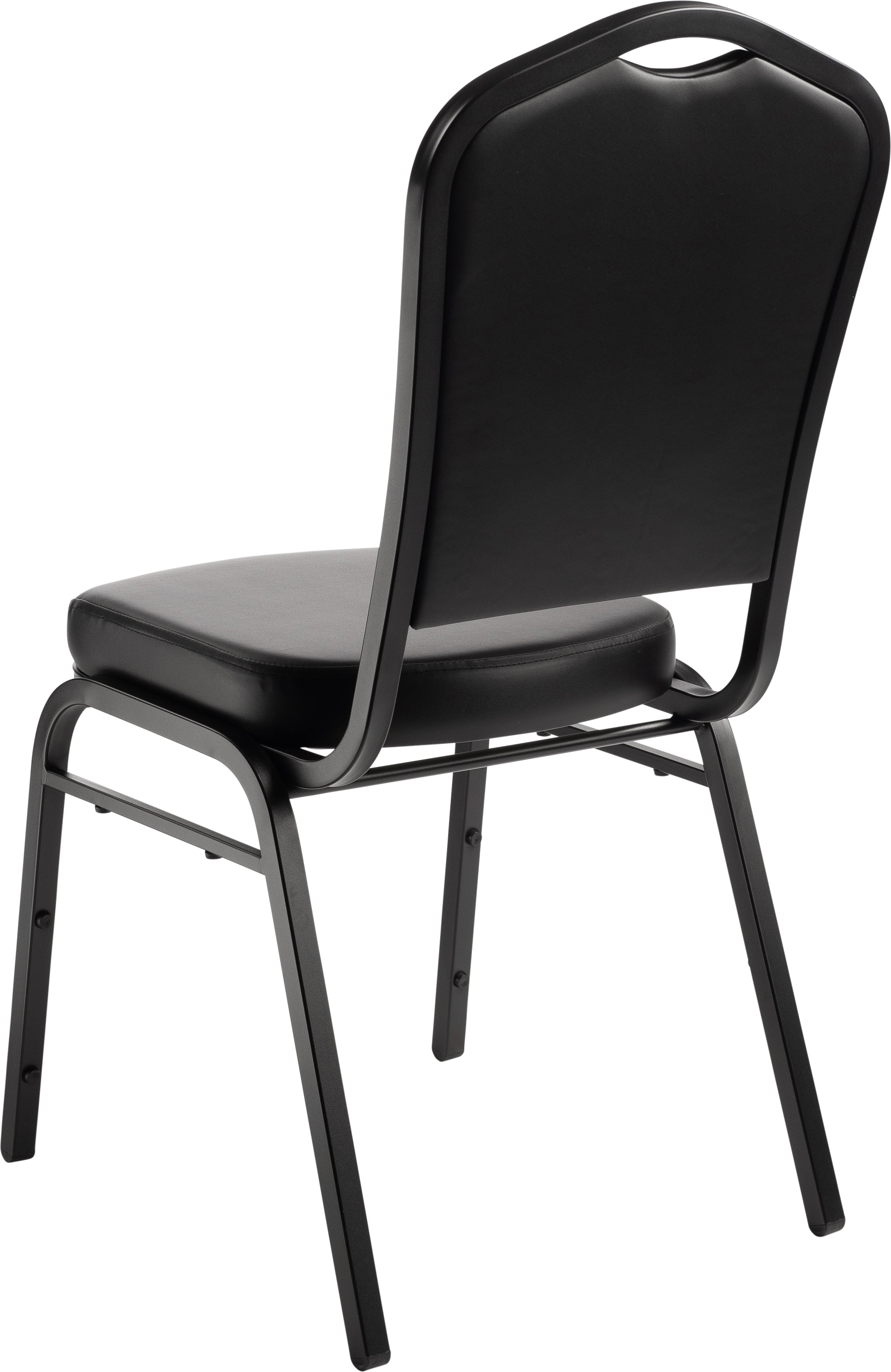 NPS® 9300 Series Deluxe Vinyl Upholstered Stack Chair, Surface Color: Black, Frame Color: Black Sandtex