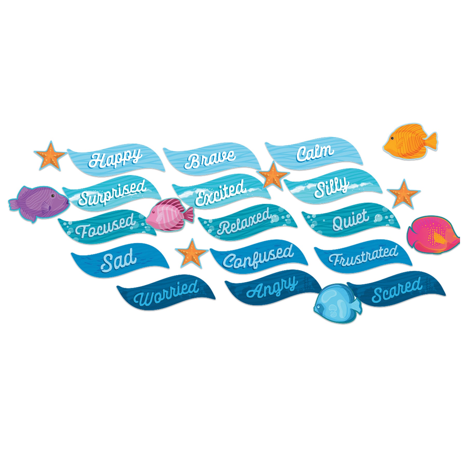 Seas the Day Ocean of Emotions Mini Bulletin Board Set, 31 Pieces