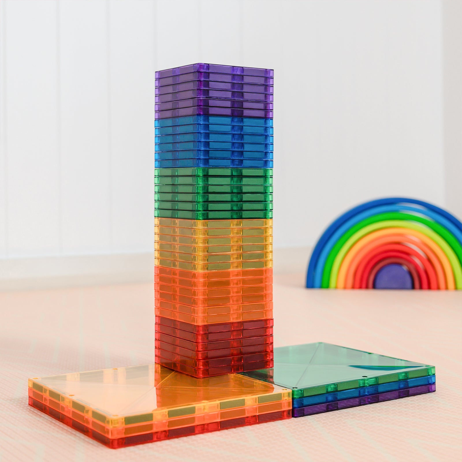 Magnetic Tiles Rainbow Square Pack, 42 Pieces