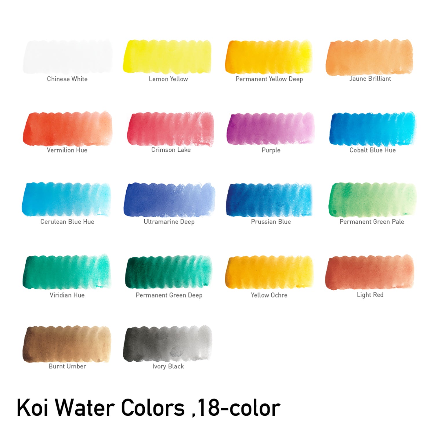 Koi Water Colors Field Sketch Box with Brush, 18 Colors