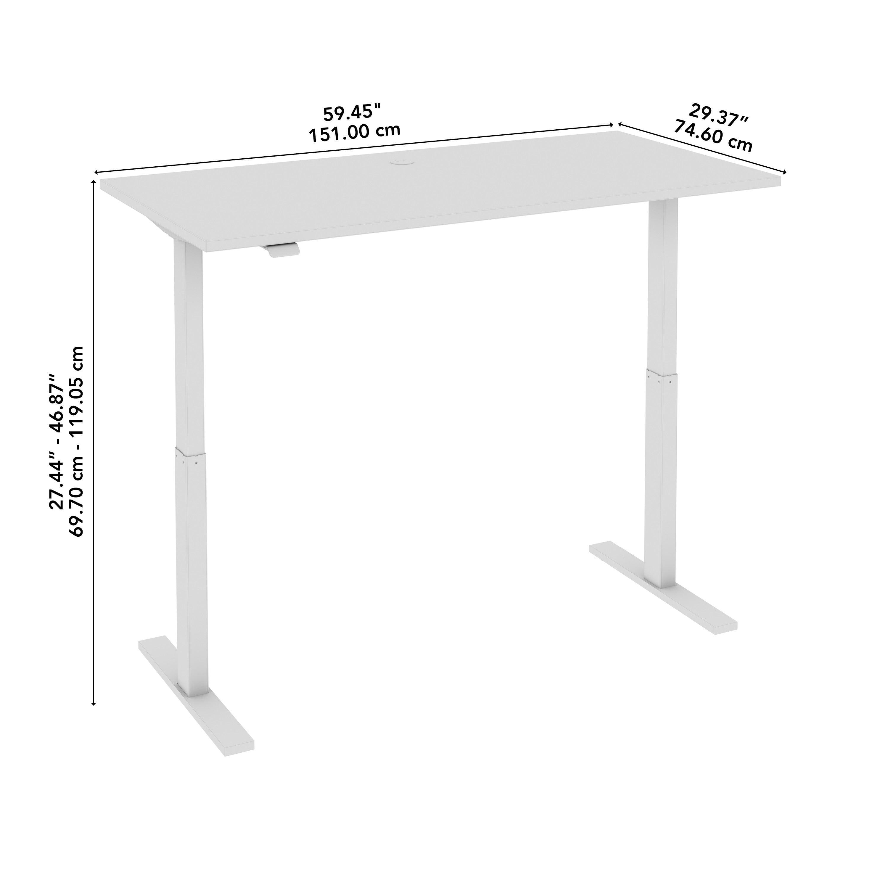 Bush Business Furniture Move 60 Series 60W x 30D Electric Height Adjustable Standing Desk in Hansen Cherry with White Base - 59.45" Width x 29.37" Depth x 27.44" Height