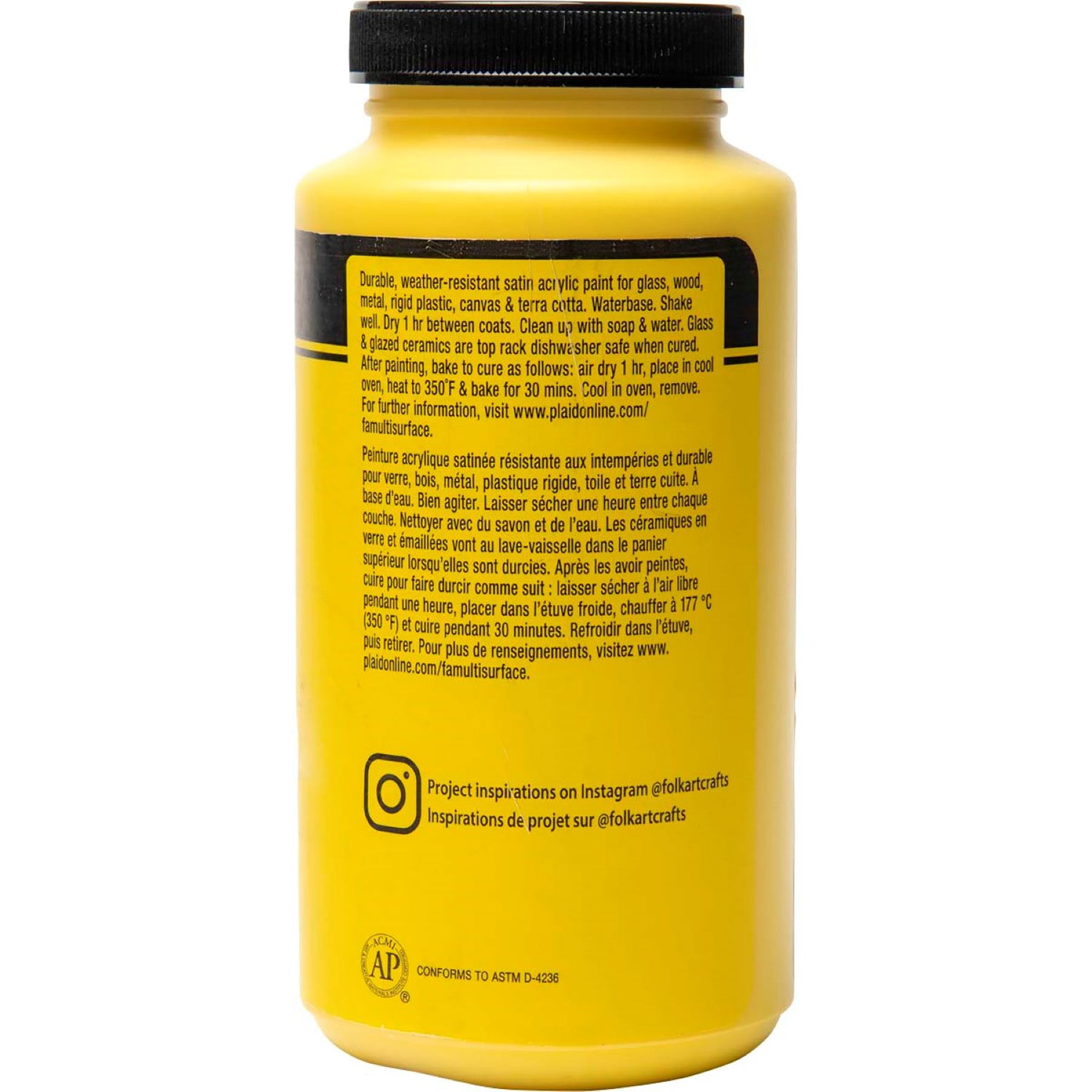 Acrylic Paint Multi-Surface Satin, 16oz., Daffodil Yellow