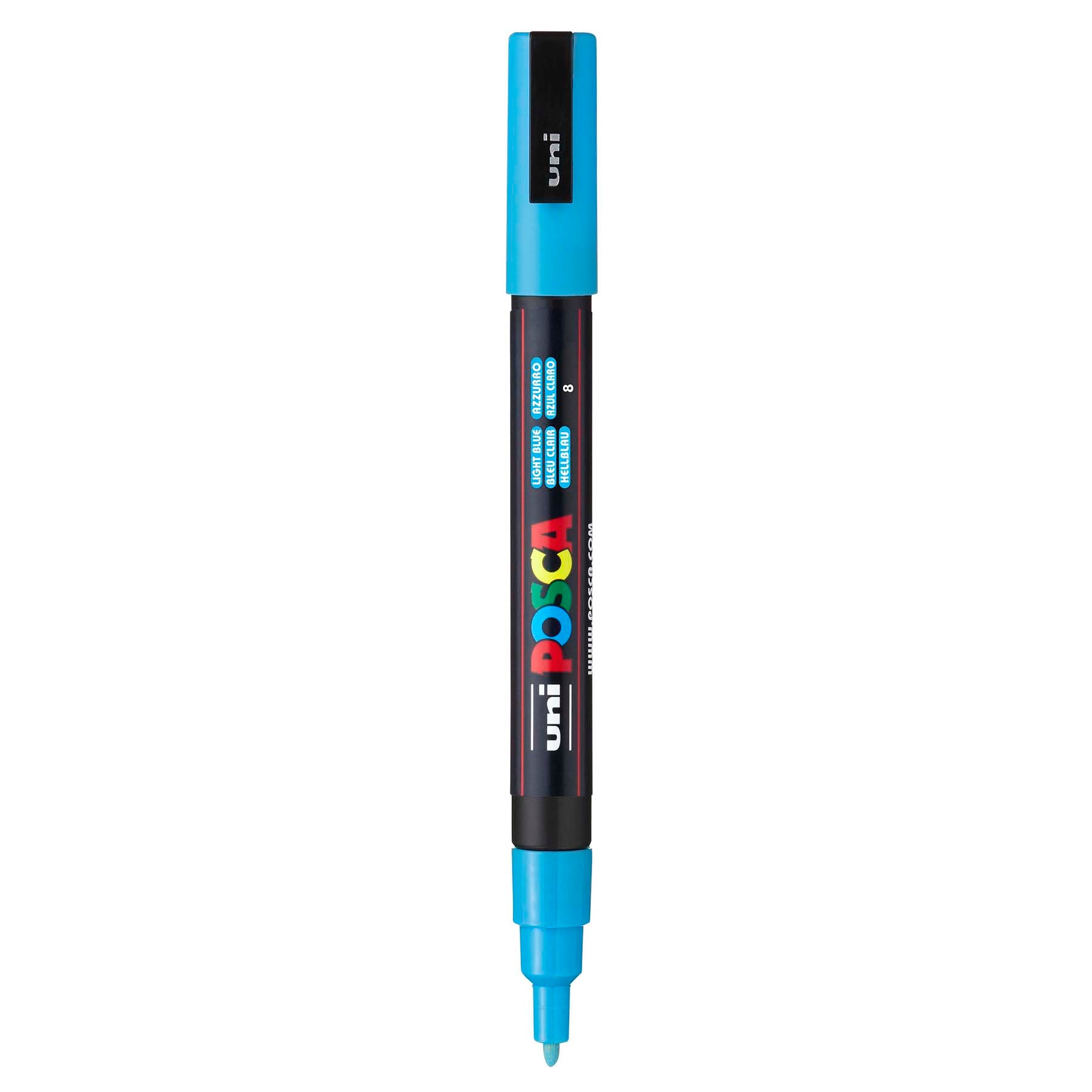 uni® POSCA PC-3M Water-Based Paint Markers, Reversible Fine Tip (0.9-1.3mm), Light Blue