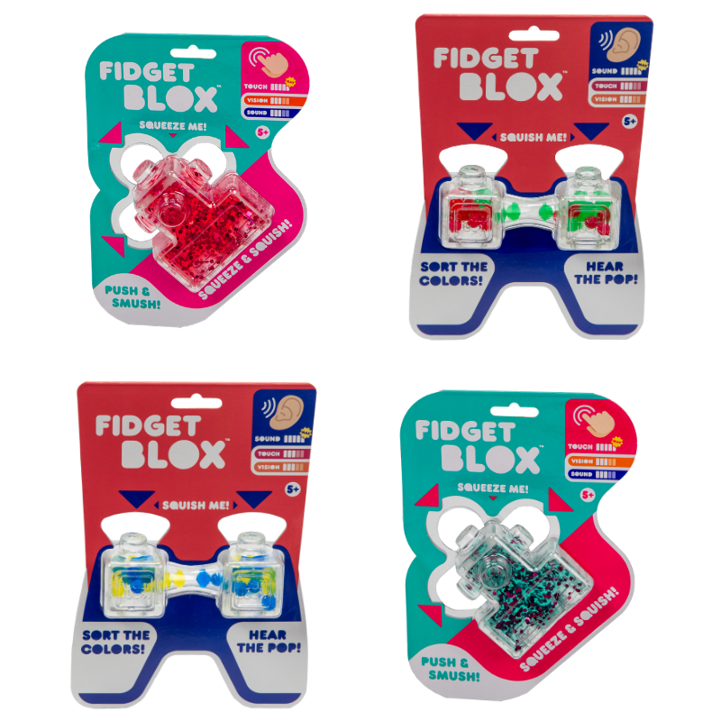 Fidget Blox Assortment CDU(contains Sound-Blue & Yellow , Sound-Green & Red, Vision-Pink, Vision-Blue, Touch-Teal, Touch-Pink)