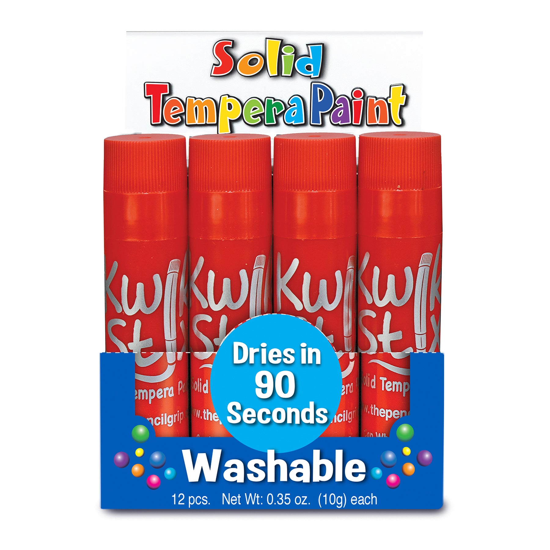 Solid Tempera Paint Sticks, Single Color Pack, Red, 12 Per Box, 12 Boxes
