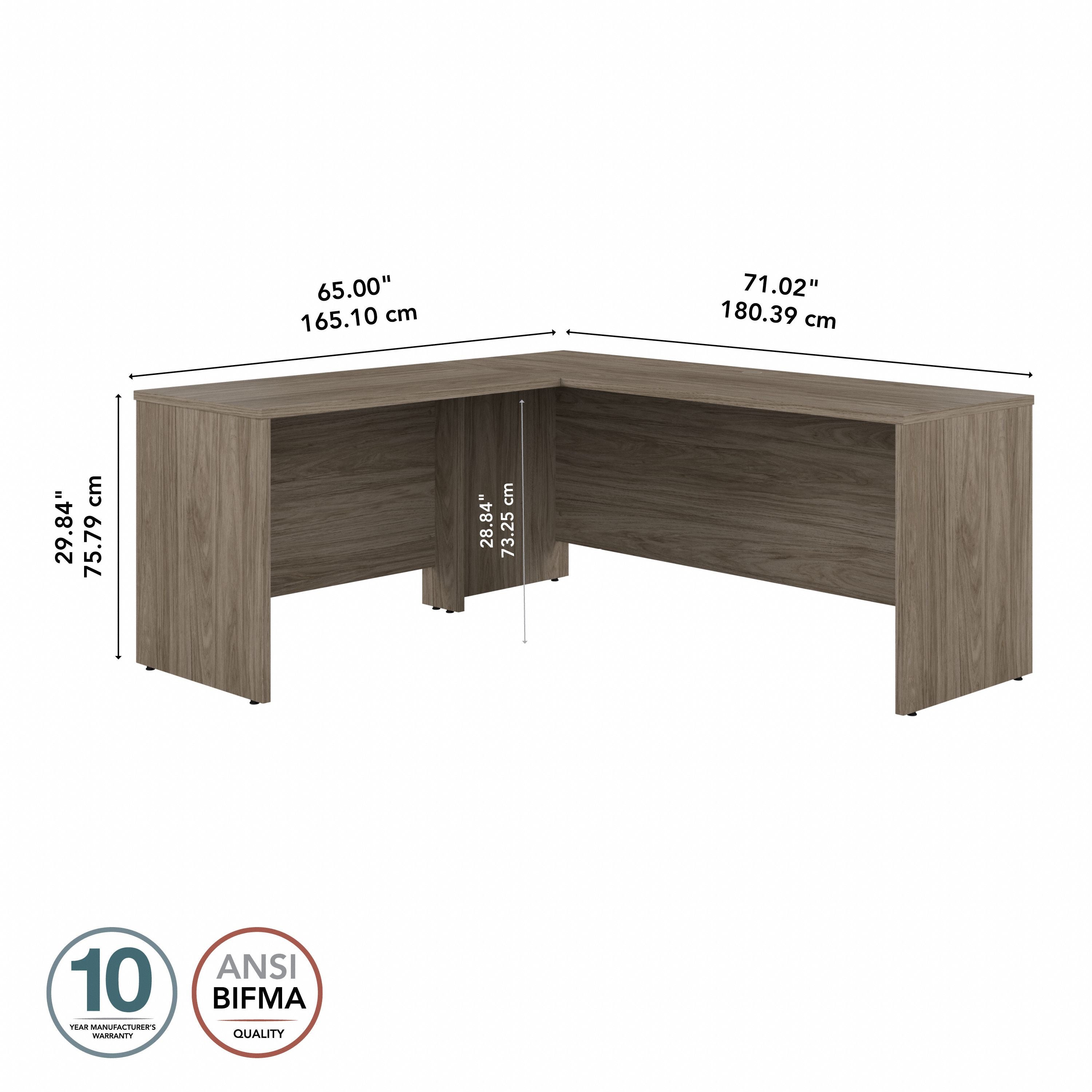 Bush Business Furniture Studio C 72W x 24D L Shaped Desk with 42W Return in Modern Hickory - 71.02" Width x 65" Depth x 29.84" Height
