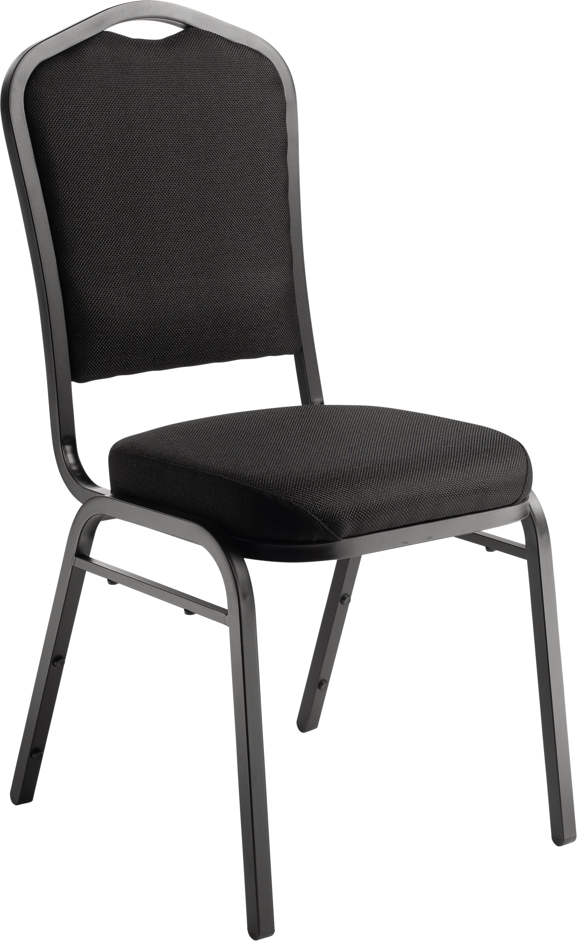 NPS® 9300 Series Deluxe Fabric Upholstered Stack Chair, Surface Color: Ebony Black, Frame Color: Black Sandtex