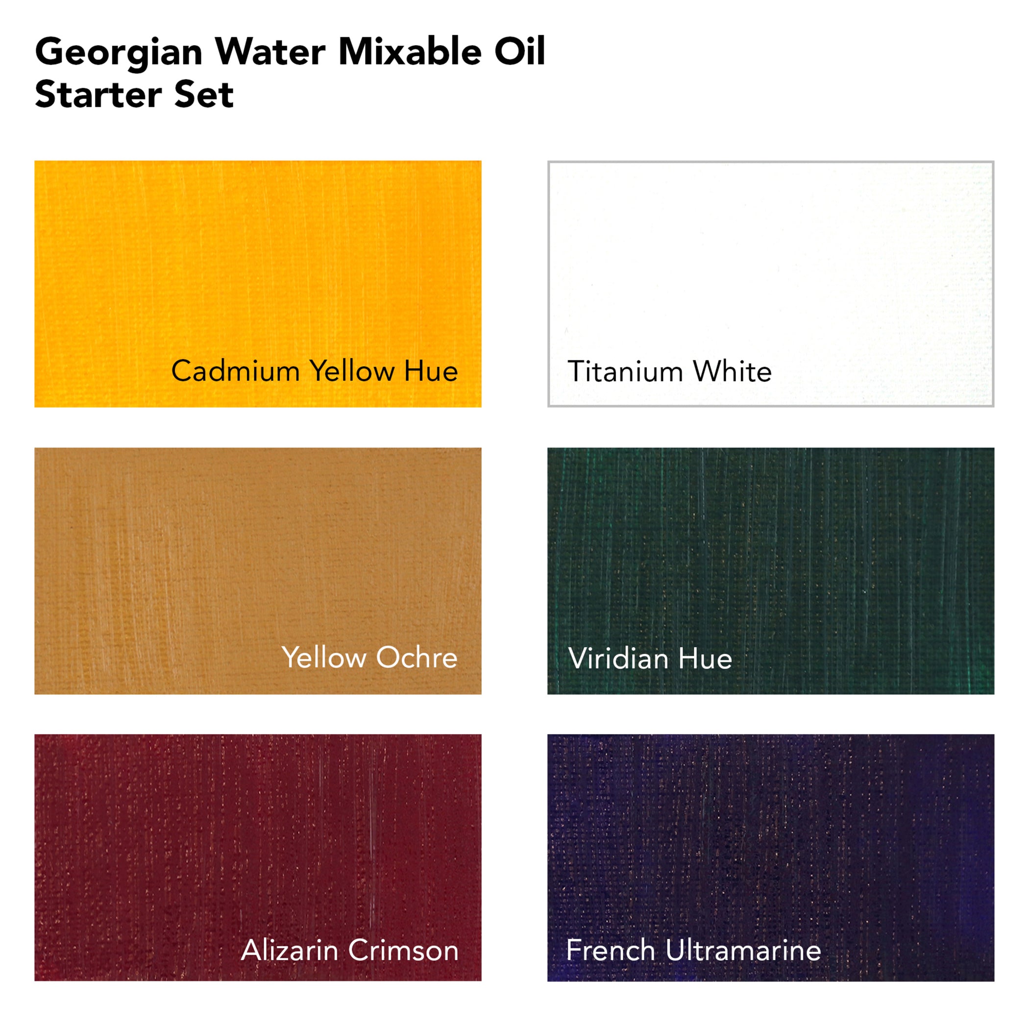 Georgian Water-Mixable Oil Paint Starter Set, Assorted Colors, 20ml, 6 Pieces