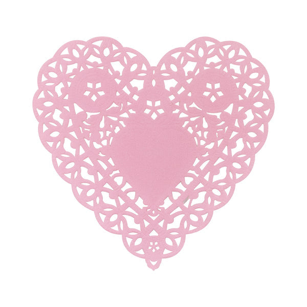 Doilies - Heart, 100 ct., 6" Pink