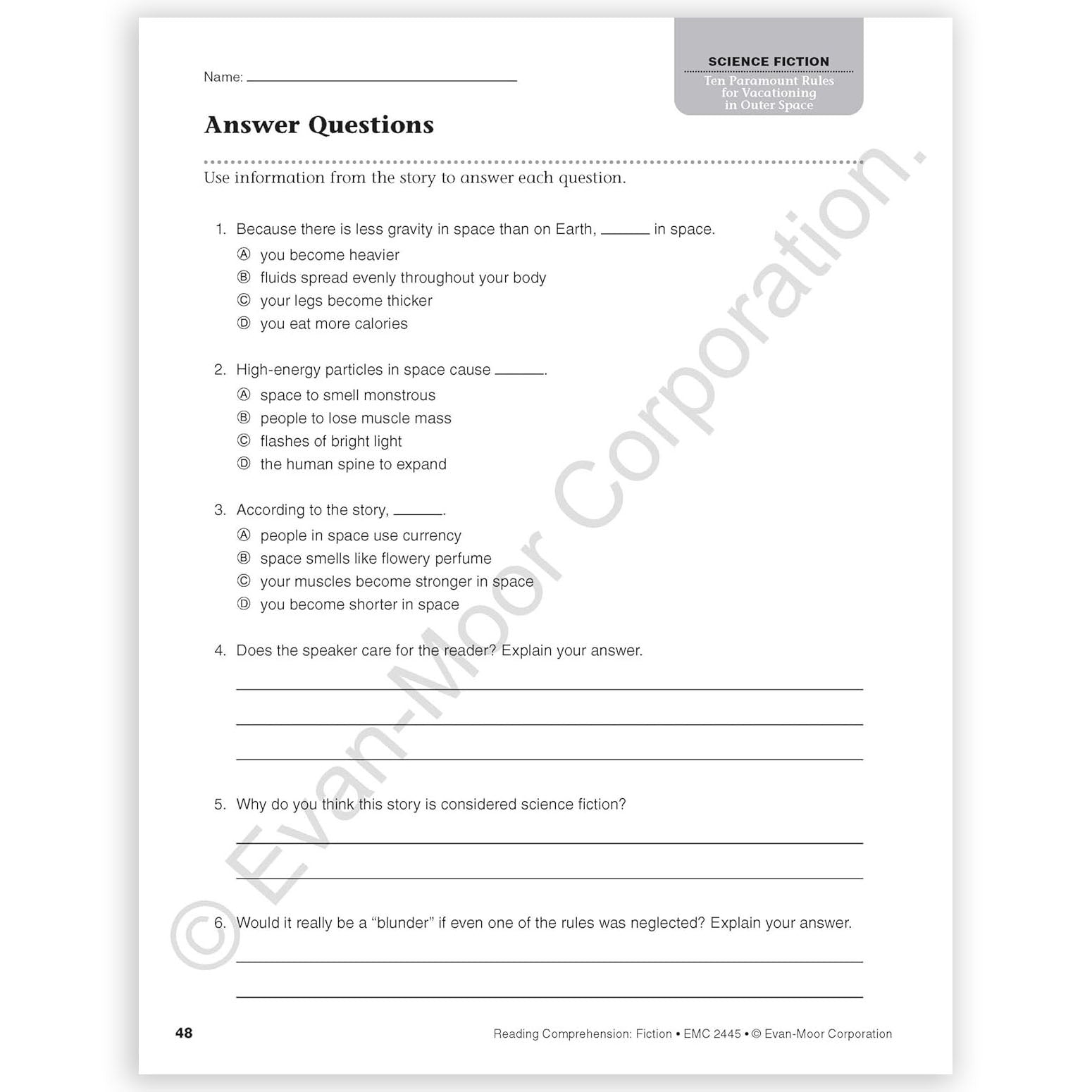 Reading Comprehension: Fiction, Grade 5
