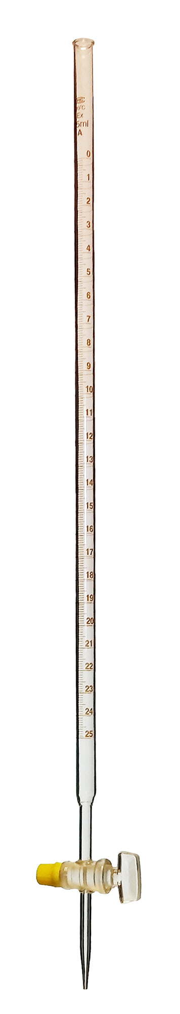 Burette Glass with Ground Glass Stopcock 25ml capacity.