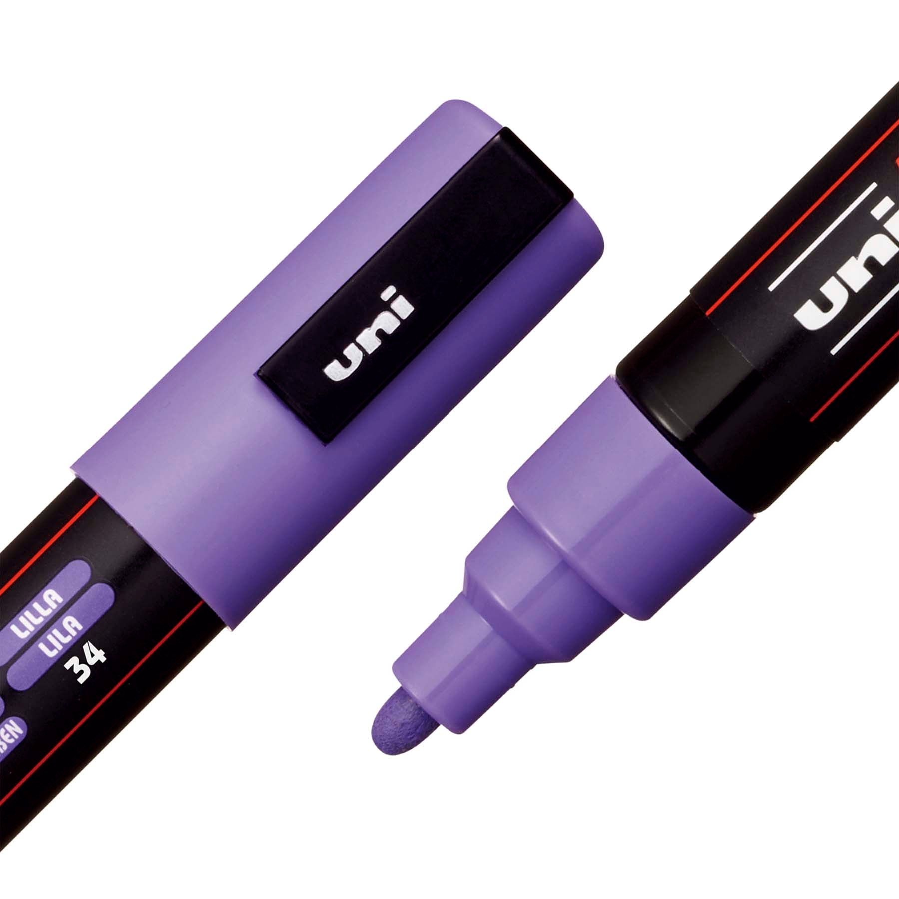 uni® POSCA PC-5M Water-Based Paint Markers, Reversible Medium Tip (1.8-2.5mm), Lilac