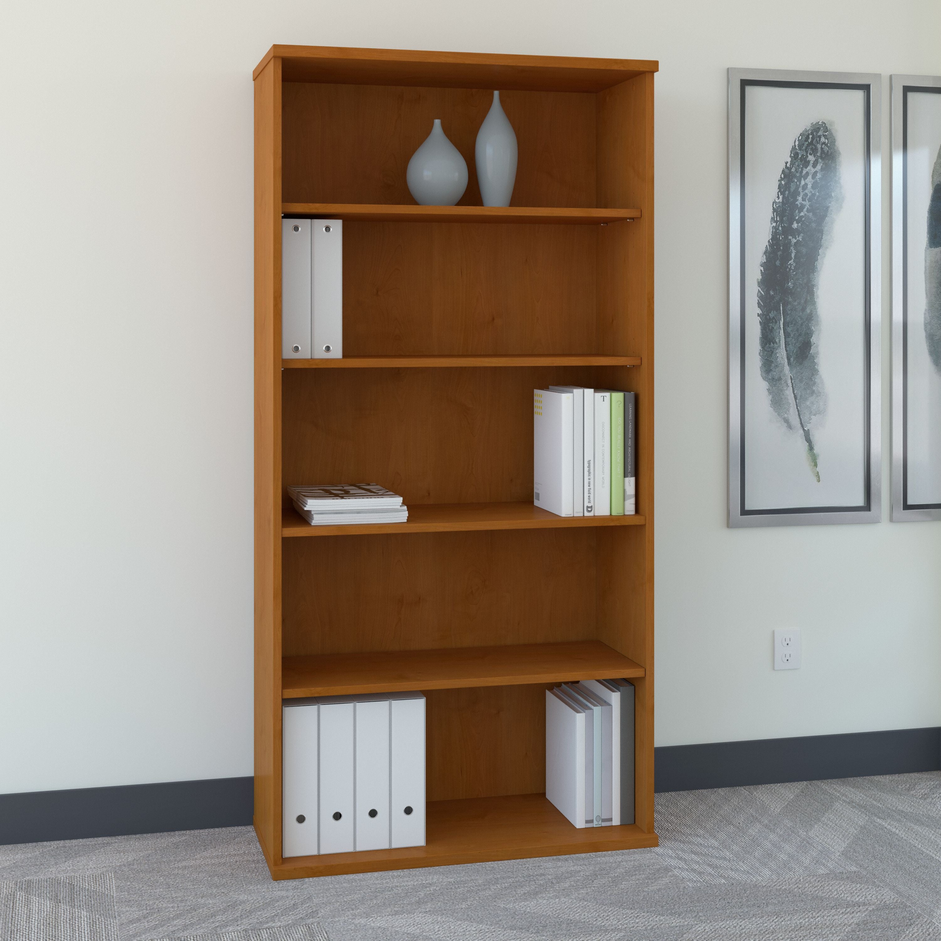 Bush Business Furniture Series C 36W 5 Shelf Bookcase in Natural Cherry - 35.71" Width x 15.43" Depth x 72.8" Height