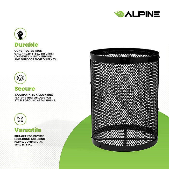 Alpine Industries Outdoor Diamond Steel Trash Can Frame, 36 Gallon, Black