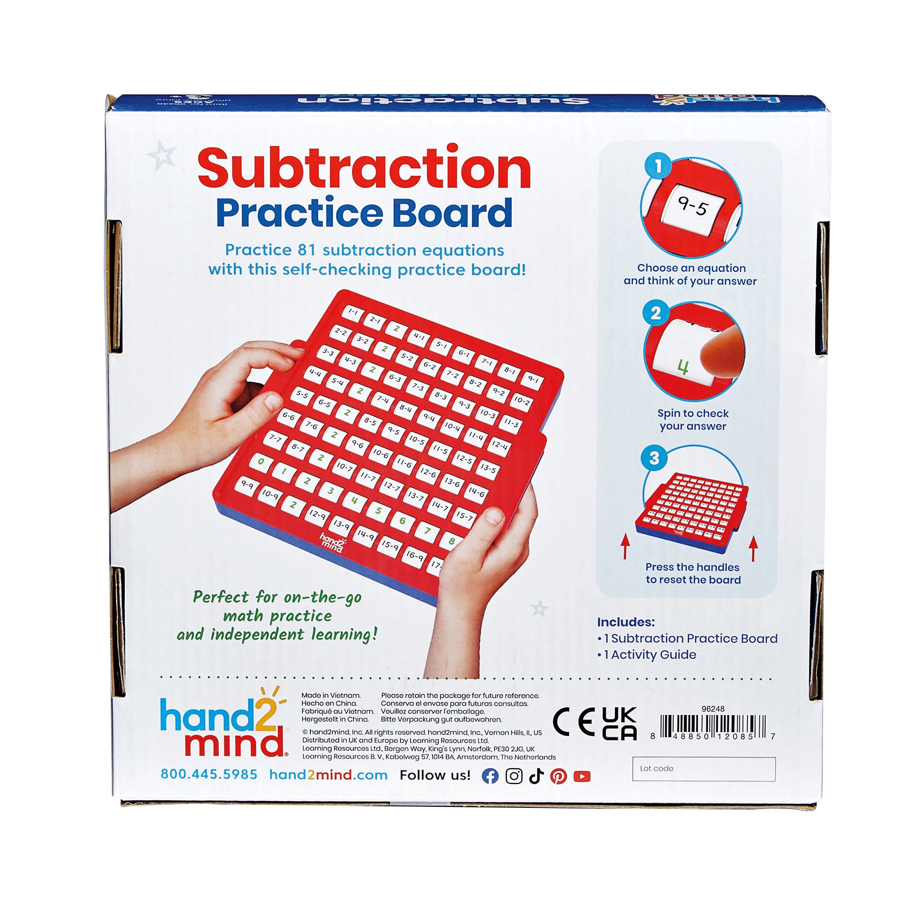 Interactive Math Facts Board - Subtraction