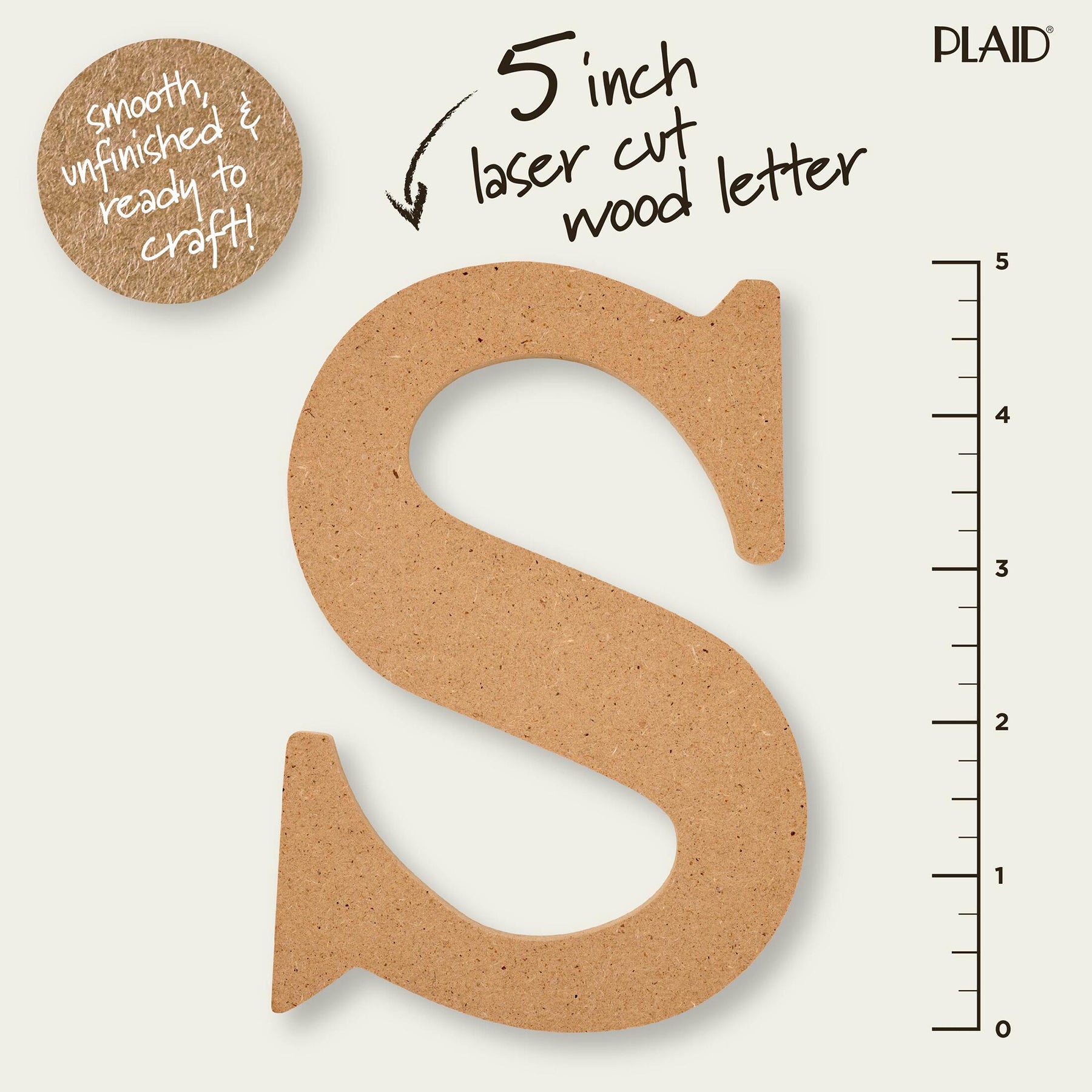 MDF Letter, S, 5 Inch