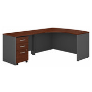 Bush Business Furniture Series C Left Handed L Shaped Desk with Mobile File Cabinet in Hansen Cherry - 58.86" Width x 78.3" Depth x 29.84" Height